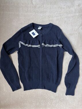 Janie and Jack Navy Knit Zip-Front Cardigan